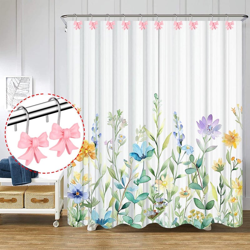 EVOOKA 12pcs Bow Knot Shower Curtain Hooks,Home Decorative Shower Curtain Rings for Bathroom,Resin Shower Curtain Hangers Bathroom Accessories (Pink) - Image 4